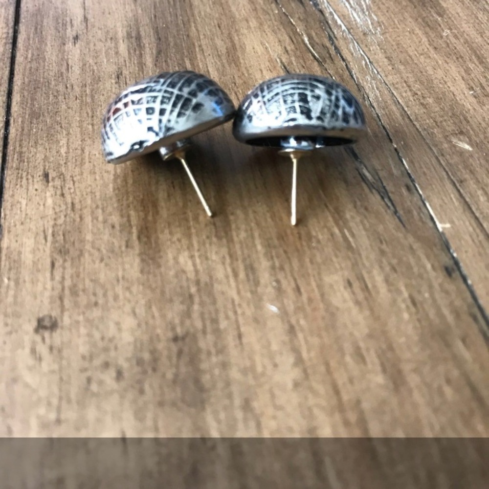 Silver Button Earrings - Picture 3 of 3